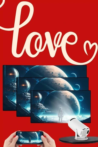 LitaeTrend Sevgiliye Özel Hediye Ayaklı Sinema Projektörü Projeksiyon - Resim 4