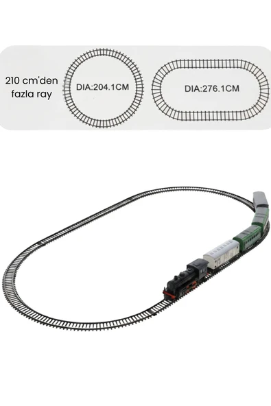 Pilli, Işıklı 19 Parça Oyuncak Tren Seti - Steam Express Model - Resim 3