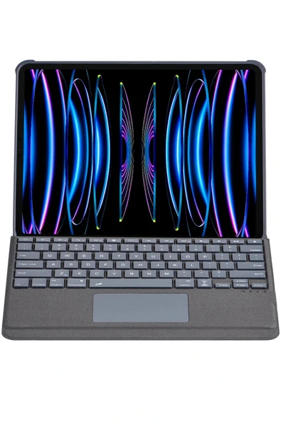 LitaeTrend T5509D iPad Pro 12.9 (2022) Kılıf Palermo Ledli Klavyeli Standlı Tablet Kılıfı - Siyah - Resim 5