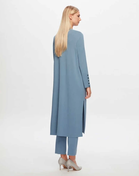 T24Y-9021 MISSDALIDA TEMİZ KESİM DÜZ RENK DÜĞMELİ HIRKA - Resim 6