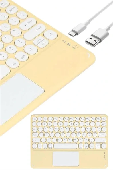 LitaeTrend Touchpad Uyumlu Bluetooth Klavye Slim Kablosuz Wifi Q Klavye - Resim 3