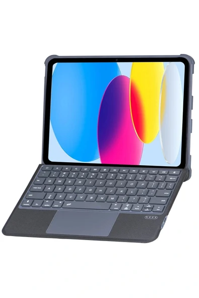 LitaeTrend T5508D iPad 2022 10.9 (10.Nesil) Kılıf Palermo Ledli Klavyeli Standlı Tablet Kılıfı - Siyah ürün görseli 1