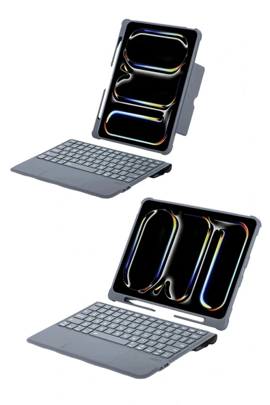 LitaeTrend T5510D iPad Pro 13 (2024) Kılıf Palermo Ledli Klavyeli Standlı Tablet Kılıfı - Siyah - Resim 5
