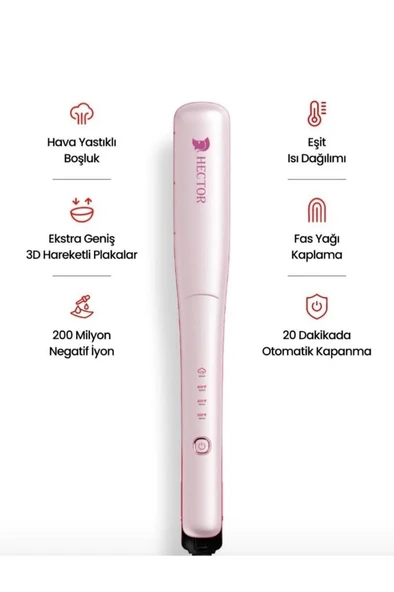 Hector HD205B 150 W Buharlı Göstergeli Saç Düzleştirici - Resim 6