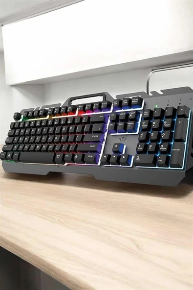LitaeTrend Q Klavye RGB Işıklı Klavye Ve Mouse Seti Kablolu Mouse Hediyeliş - Resim 3