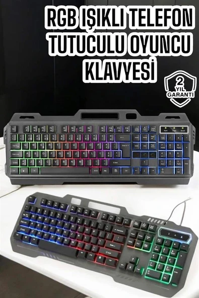 LitaeTrend Q Klavye RGB Işıklı Klavye Ve Mouse Seti Kablolu Mouse Hediyeliş - Resim 2