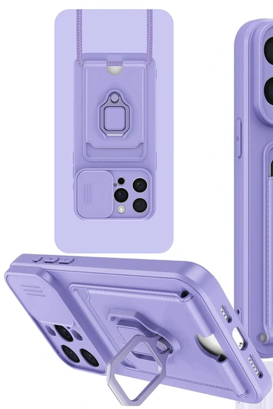 LitaeTrend iPhone 15 Pro Kılıf Zuma Kartvizitli Yüzüklü Silikon - Lila ürün görseli 1