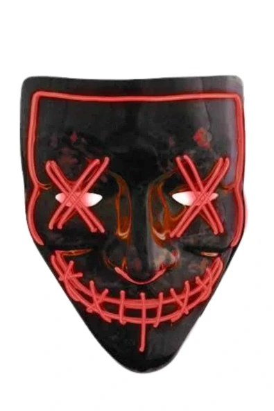 LitaeTrend Hallowen Parti Maskesi Neon Led Işıklı Maske 3 Modlu Cadılar Bayramı Maskesi - Resim 3