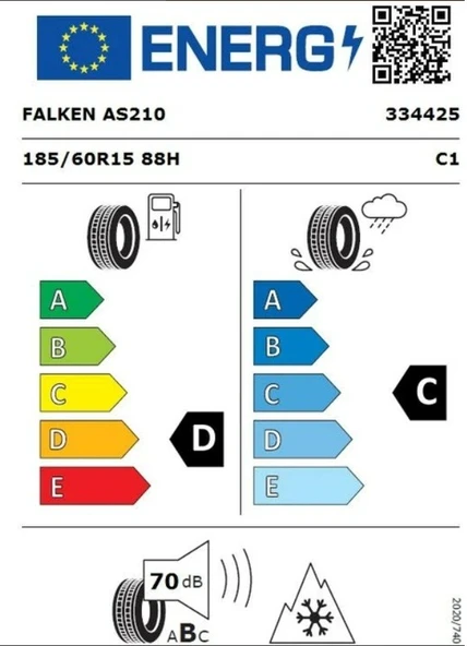 Falken 185/60 R15 TL 88H XL EUROALL SEASON AS210 Dört Mevsim Lastiği (Üretim Tarihi:2025) - Resim 2