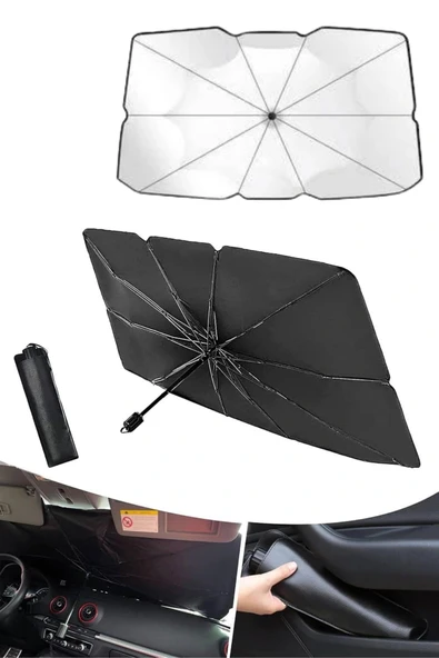 LitaeTrend Oto Ön Cam Güneşliği Otomatik Katlanabilir Gölgelik Oto Cam Şemsiye - Resim 5