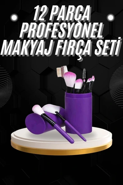 LitaeTrend 12 Parça Profesyonel Makyaj Fırçası Far Fırçası Allık Fırçası Yumuşak Kıllı ürün görseli 1