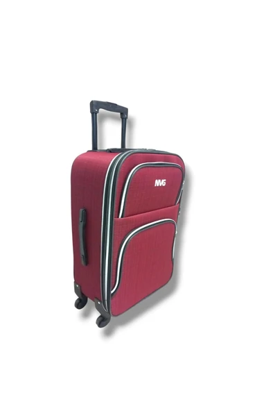 NVG 848-26 Havlu Kumaş 4 Teker Ekose Desen Orta Boy Valiz - Resim 3