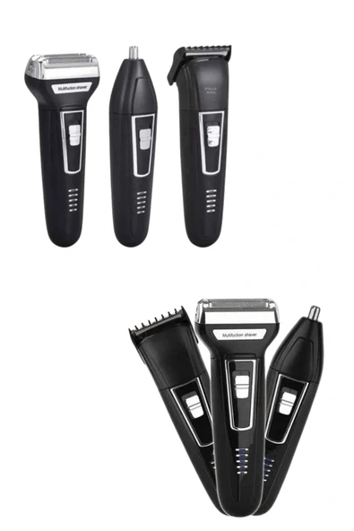 LitaeTrend Tıraş Makinesi 3 Başlıklı T Başlıklı Hassas Ciltlere Özel Saç Sakal Vücut Kulak ve Burun - Resim 3