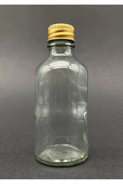 6 ADET - 50 Ml Şeffaf Cam Şişe GOLD Kapak Limonata şişesi Kolonya Şişesi, Meyve Suyu Şişesi, 50 ML - Resim 2