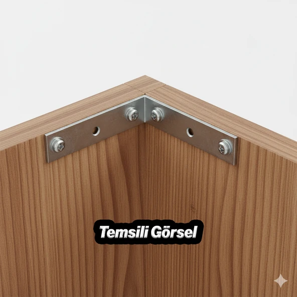 Mobilya Dolap Duvar Sabitleme 50 ADET Metal Köşebent 60x60x15 mm Bağlantı Aparatı L Demiri Gönye - Resim 4
