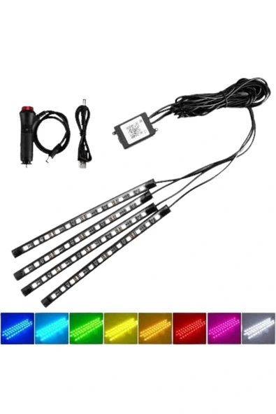 LitaeTrend Araç İçi Ayak Altı Led 12 Led Işık Sese Müziğe Duyarlı RGB Işıklı Aydınlatma Seti - Resim 2