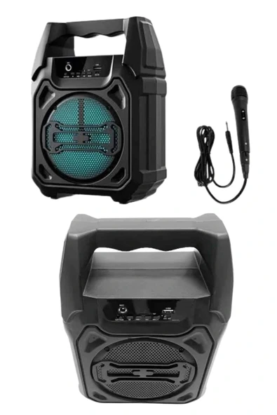 LitaeTrend Karaoke Mikrofonlu Fm Radyolu Bluetooth Hoparlör Yüksek Ses Kaliteli - Resim 4