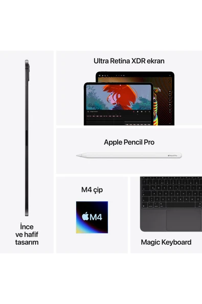 iPad Pro 7. Nesil Wi-Fi Nano Texture Cam 1 TB 11" MWR63TU/A Uzay Siyahı Tablet - Resim 8