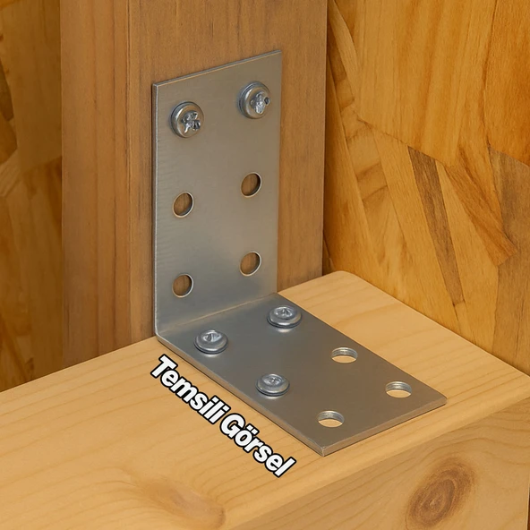 Metal L Demiri 40x60x60 mm Köşebent (50 Adet) Mobilya Dolap Eşya Duvara Sabitleme Bağlantı Aparatı - Resim 5