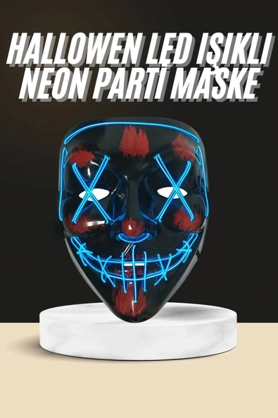 LitaeTrend Işıklı Led Maske Parti Eğlence Maskesi Hallowen Neon Maske ürün görseli