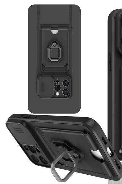 LitaeTrend iPhone 15 Pro Kılıf Zuma Kartvizitli Yüzüklü Silikon - Siyah ürün görseli 1