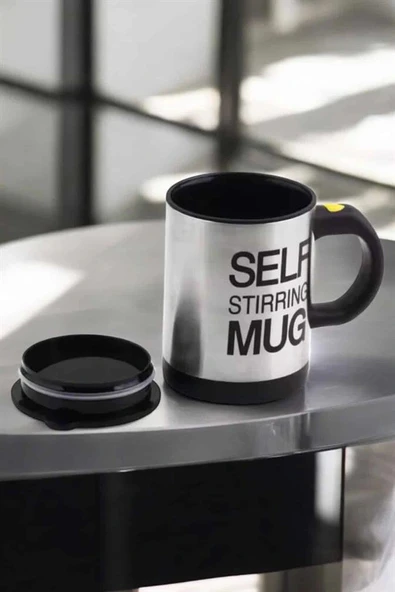 LitaeTrend Yazılı Kupa Kendi Kendini Karıştıran Mikser Kupa Termos Bardak - Resim 3