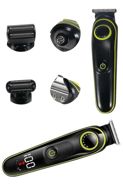 LitaeTrend Saç Sakal Şekillendirici Tıraş Makinesi 5 Başlıklı Paslanmaz Çelik Bıçaklı Unısex - Resim 4