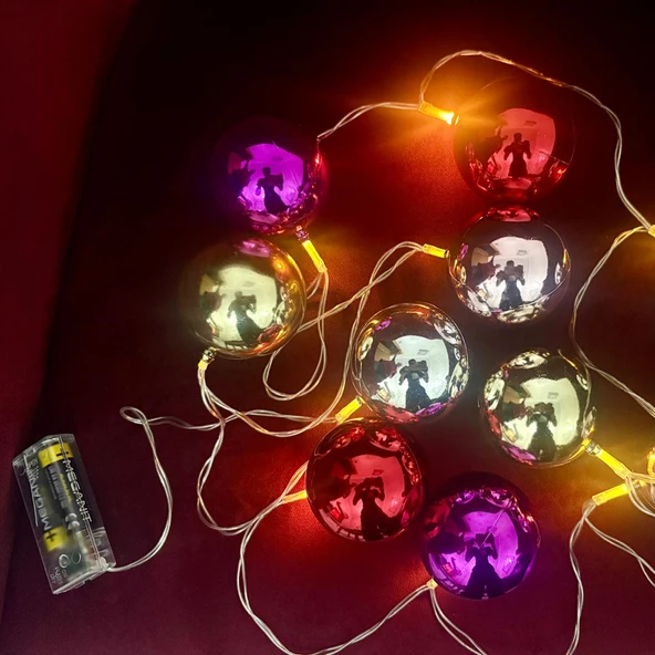 2 Metre 10 Led Pilli 2 Kademeli Parlak Top Led Yılbaşı Ağacı Süsü MZ-3 ürün görseli