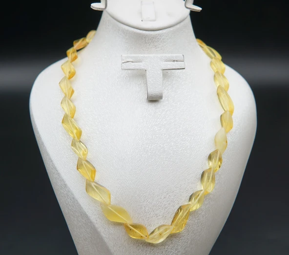 Rolex Kesim Sarı Kehribar Kolye sk000135 ürün görseli 1