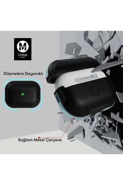 LitaeTrend Airpods Pro 2 (2.nesil) MO-A8 Armor Kılıf - Kırmızı - Resim 6