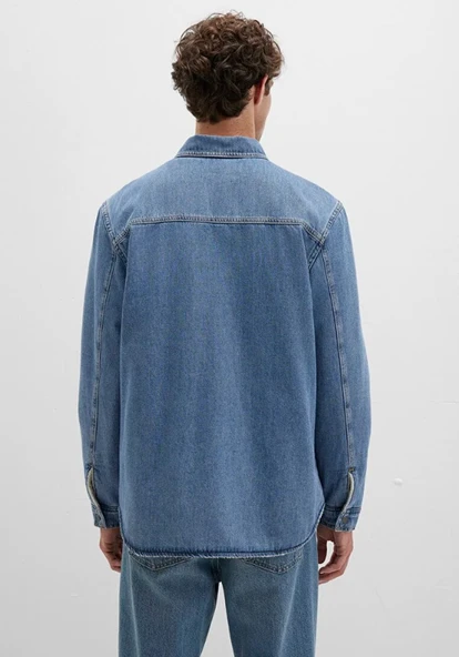 Mavi 0211186 Jeremy Classic Denim Süni Kürklü Indigo Mavisi Erkek Kot Ceket - Resim 6