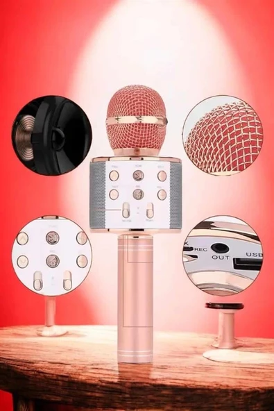 LitaeTrend Şarjlı ve Uzun Pil Ömürlü Karaoke Mikrofon USB Bellek Destekli, Profesyonel Ses - Resim 5