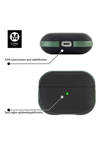 LitaeTrend Airpods Pro 2 (2.nesil) MO-A8 Armor Kılıf - Sierra Blue - Resim 4