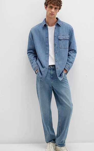 Mavi 0211186 Jeremy Classic Denim Süni Kürklü Indigo Mavisi Erkek Kot Ceket - Resim 2