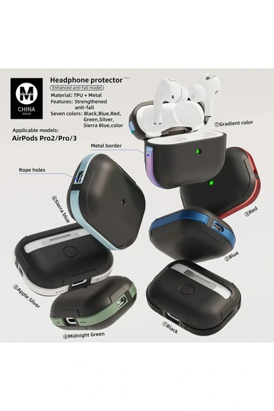LitaeTrend Airpods Pro 2 (2.nesil) MO-A8 Armor Kılıf - Siyah - Resim 2
