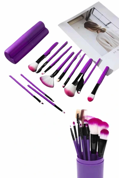 LitaeTrend 12 Parça Profesyonel Makyaj Fırçası Far Fırçası Allık Fırçası Yumuşak Kıllı - Resim 3