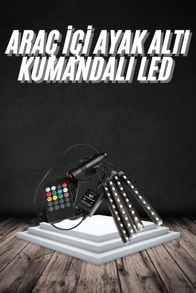 LitaeTrend RGB Işıklı Araç İçi Aydınlatma Kumandalı 12'li Led Işık Renk Değiştirebilen ürün görseli