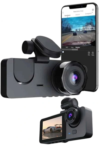 LitaeTrend Gece Görüşlü DVR 3 Lensli Araç İçi Sürüş Kamerası Video Kaydedici - Resim 5