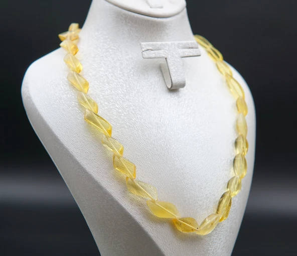 Rolex Kesim Sarı Kehribar Kolye sk000135 - Resim 3