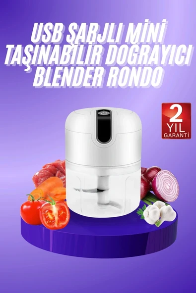 LitaeTrend Rondo Doğrayıcı 250 ML Taşınabilir USB Şarjlı Pratik El Rondo Blender ürün görseli
