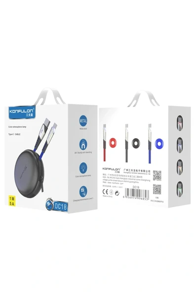 LitaeTrend DC18 Type-C Kablo 1M 5A - Siyah - Resim 3