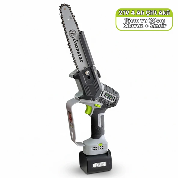 Zimastar SC-5808 Akülü Zincirli Budama Testeresi 21V 4Ah Çift Akülü-Kılavuzlu ürün görseli