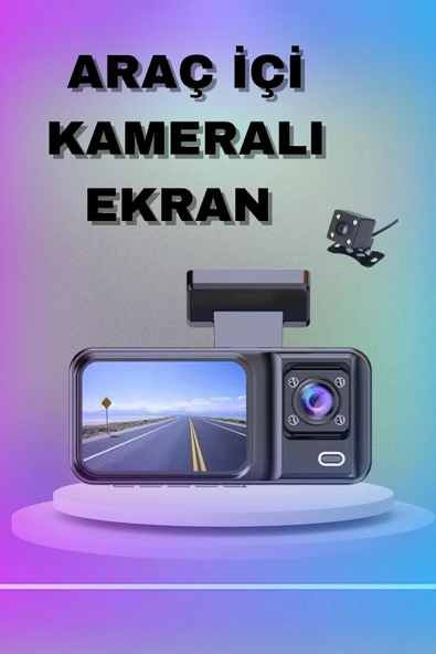 LitaeTrend 1080P 3 Lensli WİFİ Araç İçi Kameralı Ekran DVR Kaydedici Gece Görüşlü ürün görseli 1