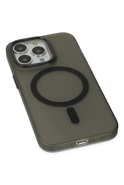 LitaeTrend iPhone 15 Pro Max Kılıf Lodos Magneticsafe Mat Kapak - Siyah - Resim 4