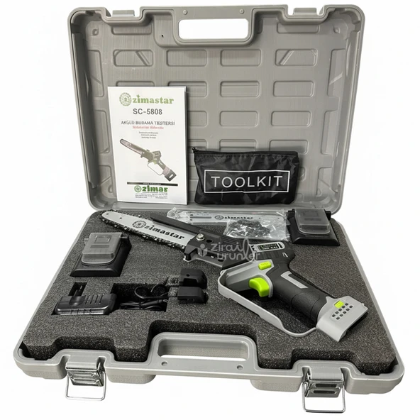 Zimastar SC-5808 Akülü Zincirli Budama Testeresi 21V 4Ah Çift Akülü-Kılavuzlu - Resim 2