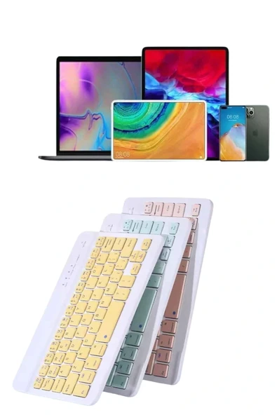 LitaeTrend Android ve İOS Uyumlu Bluetooth Kablosuz Türkçe Q Klavye Renkli - Resim 2