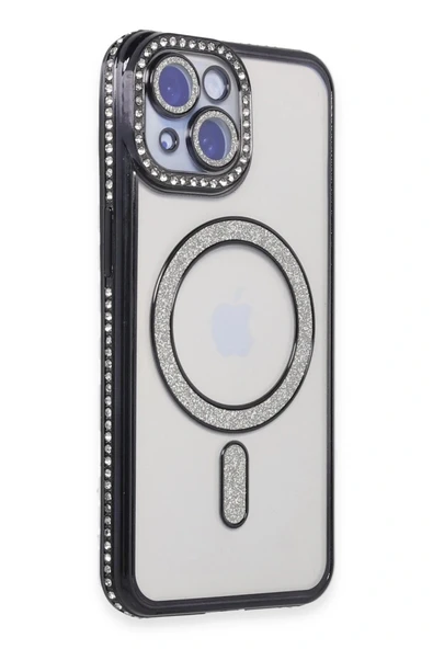 LitaeTrend iPhone 15 Kılıf Joke Simli Magneticsafe Kılıf - Siyah ürün görseli 1