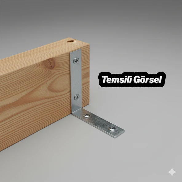 (50 ADET) Metal Köşebent 65x65x15 mm İnce L Demiri Gönye Mobilya Duvar Sabitleme Bağlantı Aparatı - Resim 4