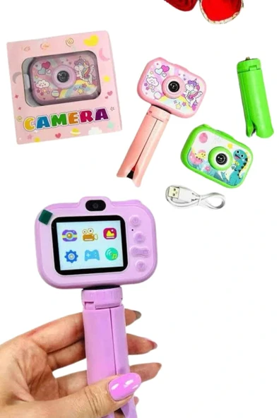 LitaeTrend Çocuklara Özel Ayaklı Mini Fotoğraf Makinesi Dijital LCD Ekran - Resim 5