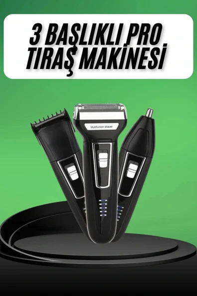 LitaeTrend Tıraş Makinesi 3 Başlıklı T Başlıklı Hassas Ciltlere Özel Saç Sakal Vücut Kulak ve Burun ürün görseli 1